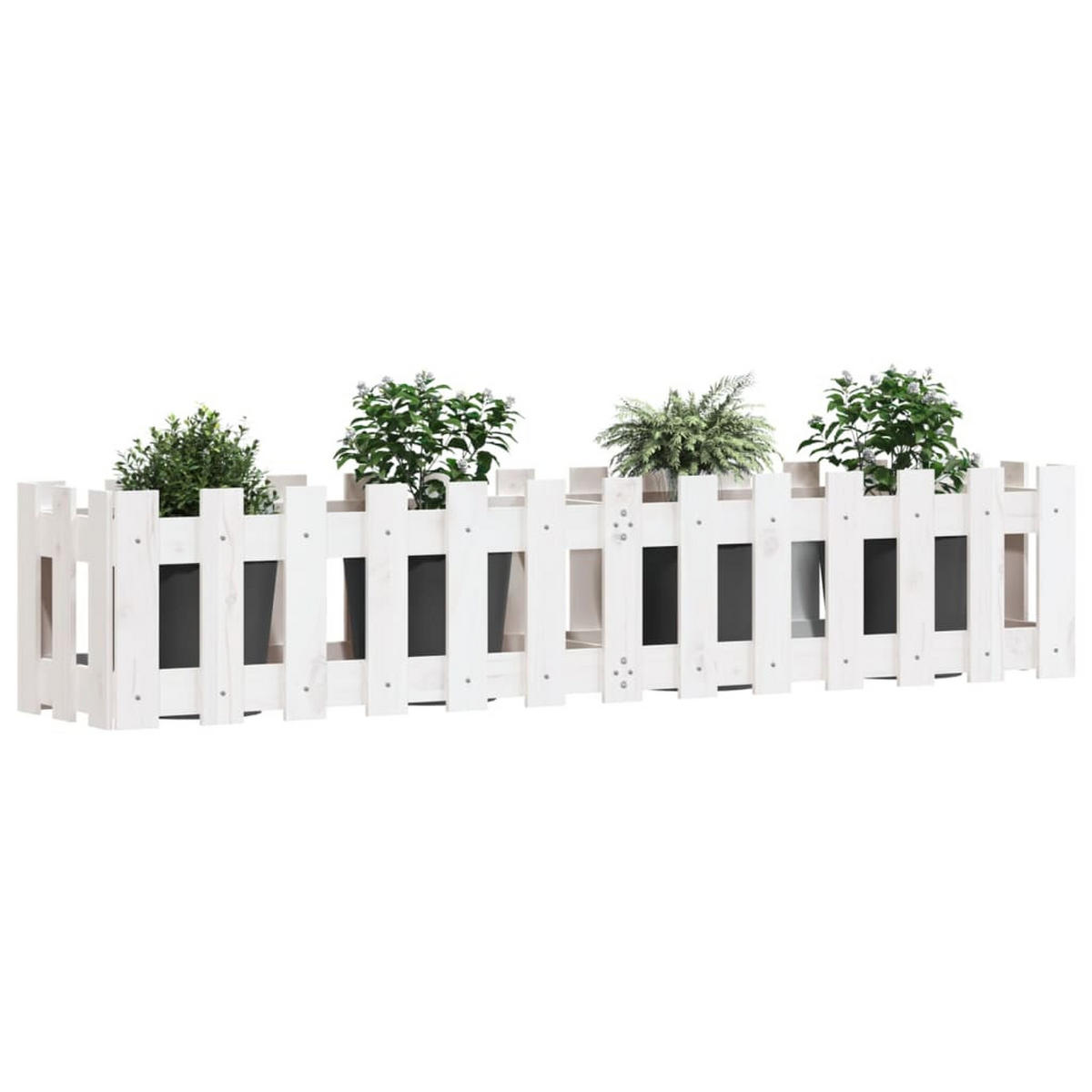 HOCHBEET Lattenzaun-Design Weiß 150x30x30 cm Massivholz Kiefer - Weiß, Holz (150/30/30cm) - furnicato