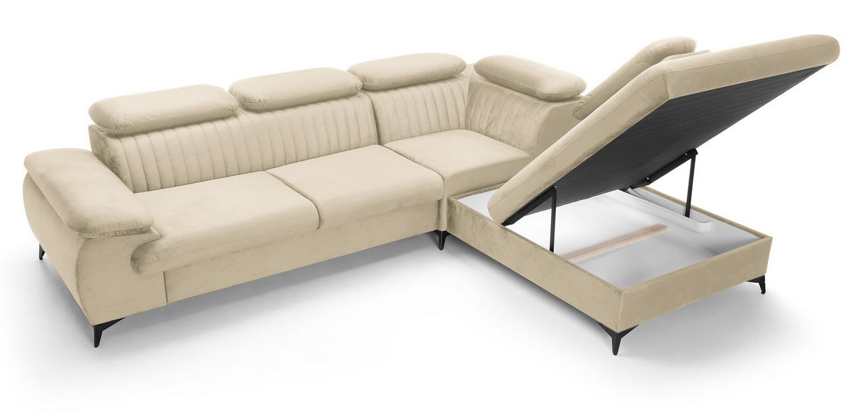 ECKSOFA 275 cm mit verstellbaren Kopfstützen Xanto L, Rechts, Creme - Creme, Holz (221/275cm) - Emporius