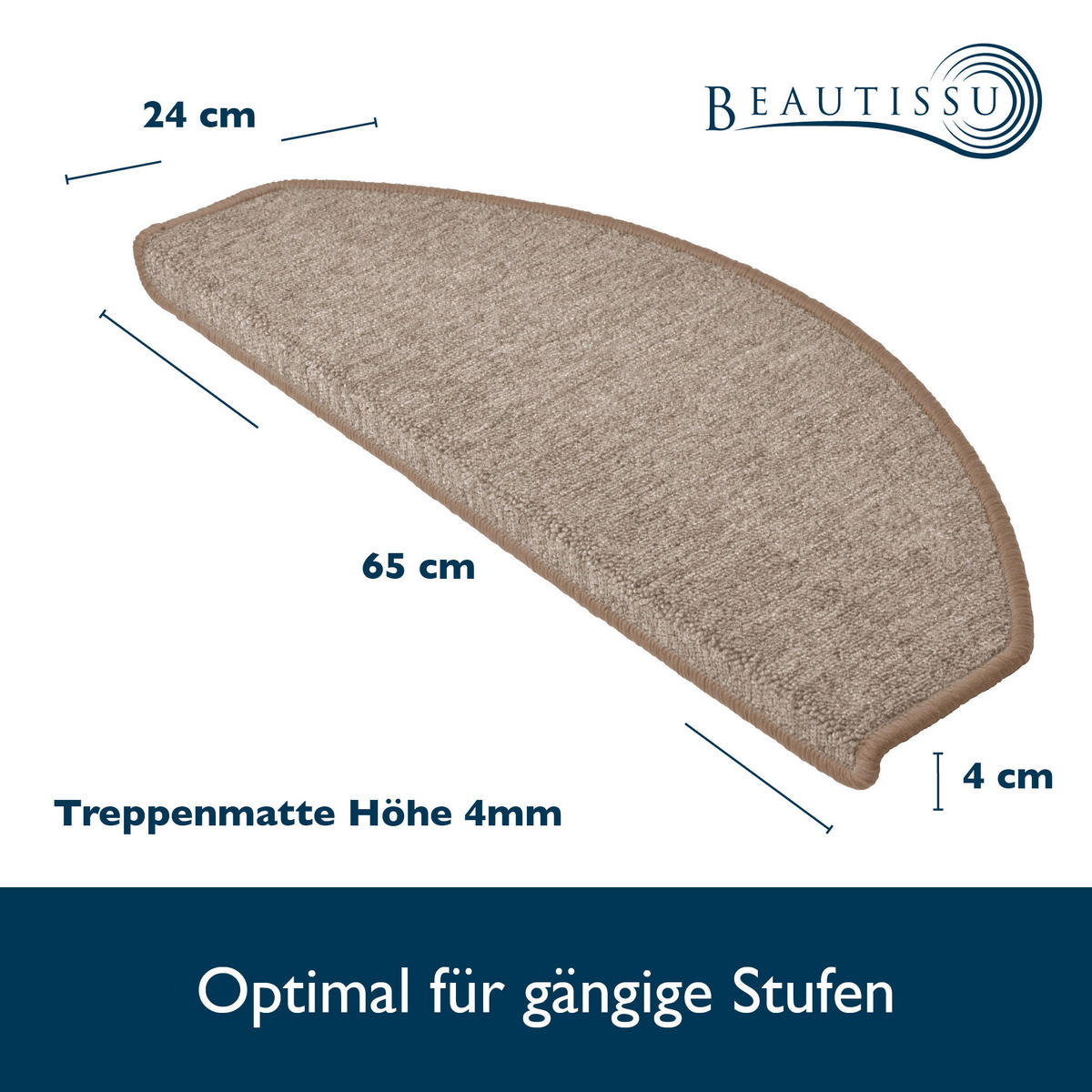 STUFENMATTE ProStair 56/20 cm Sand 15tlg - Sandfarben, Textil (56/20/1cm) - Beautissu 