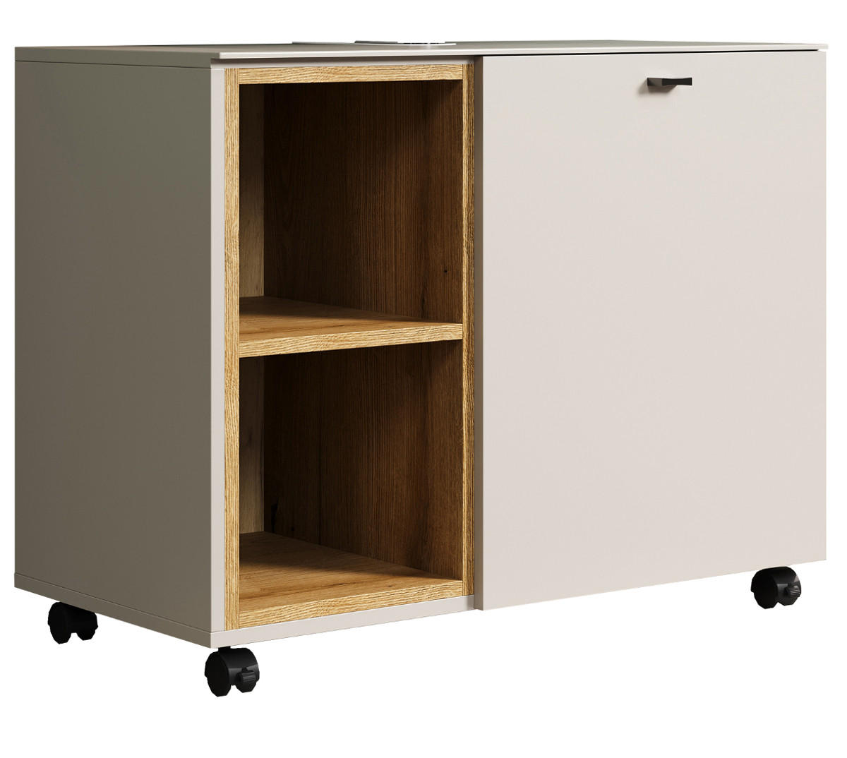 WASCHBECKENUNTERSCHRANK Sand, Evoke Eiche 80 cm, Badschrank auf Rollen, Soft-Close - Sandfarben/Kaschmir, Holzwerkstoff/Metall (80/64/42cm) - Top.Furn