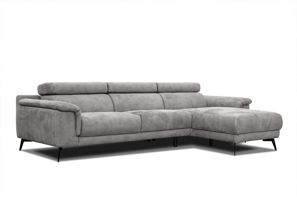 ECKSOFA FIERO 4-Sitzer, hellgrau - Hellgrau/Schwarz, Holzwerkstoff/Textil (288/170cm) - Courtois Laville