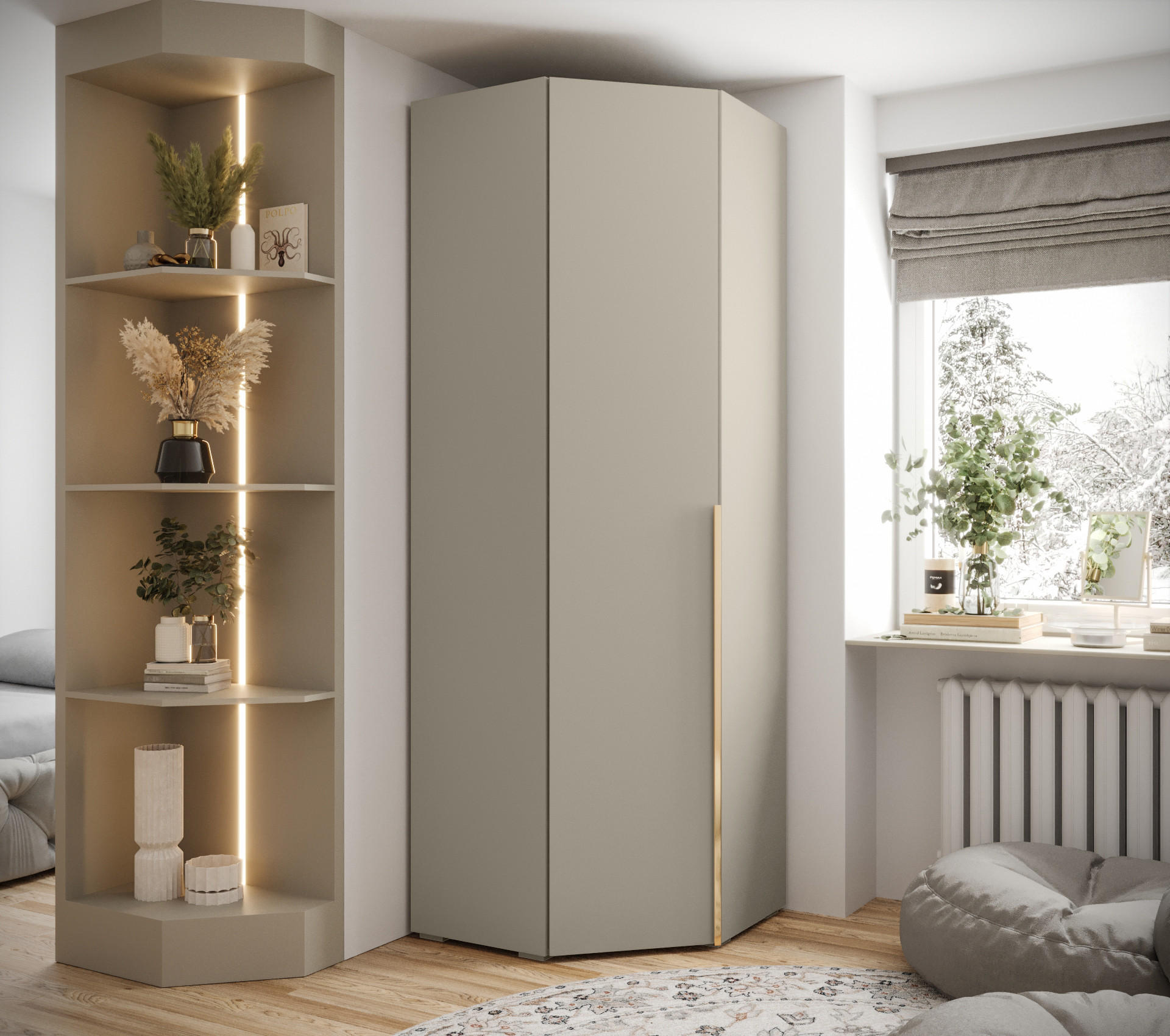 DREHTÜRENSCHRANK 236.7/81.7/81.7 1-türig - Kaschmir/Goldfarben, Holz/Metall (81.7/236.7/81.7cm) - MÖBEL KRYSPOL