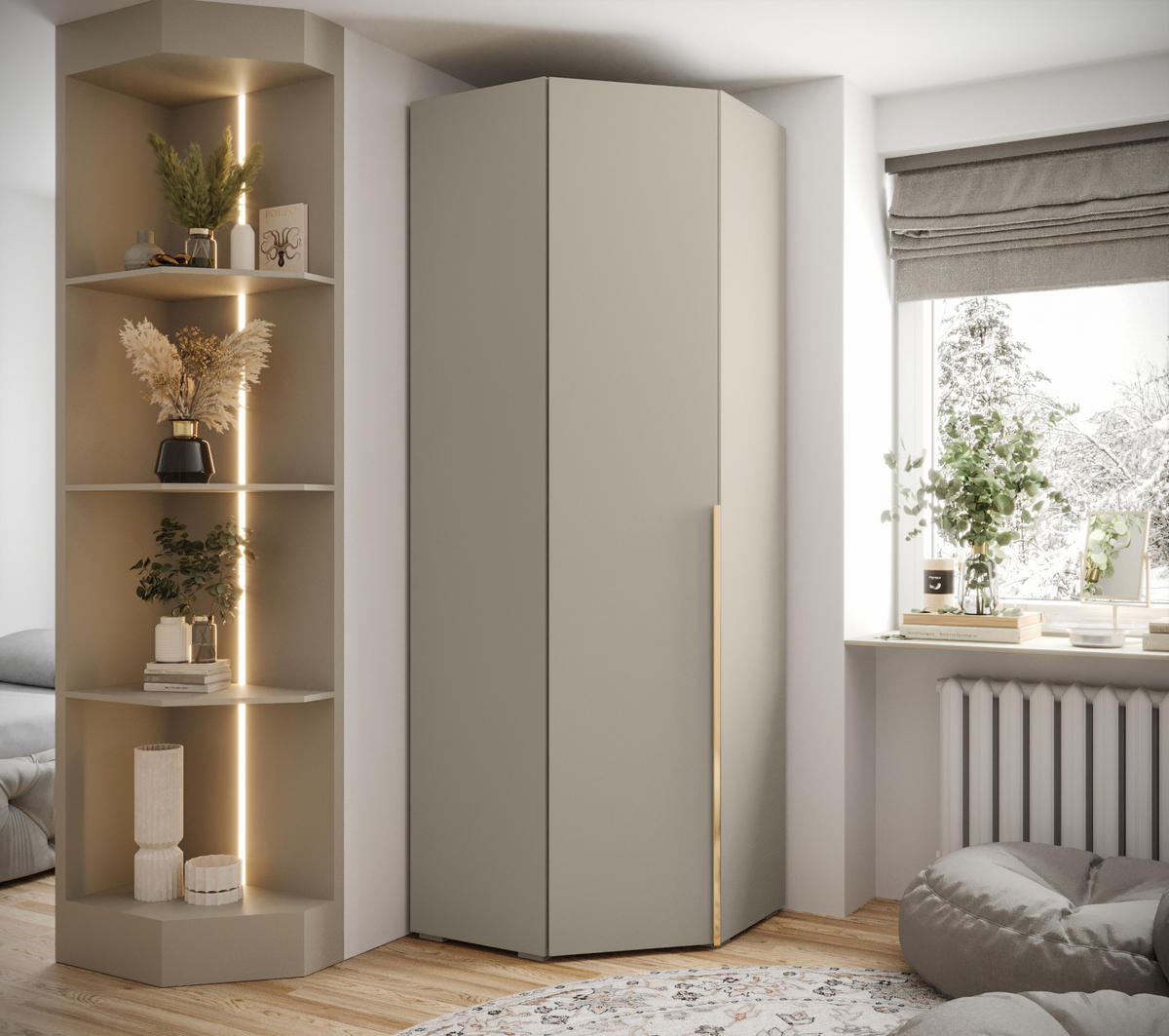 DREHTÜRENSCHRANK 236.7/81.7/81.7 1-türig - Kaschmir/Goldfarben, Holz/Metall (81.7/236.7/81.7cm) - MÖBEL KRYSPOL