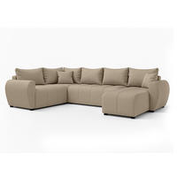 WOHNLANDSCHAFT Malatya U Form MAX Hellbraun 311/145/82 cm mit Schlaffunktion - Hellbraun/Schwarz, Kunststoff/Textil (303/82/208cm) - AX Living