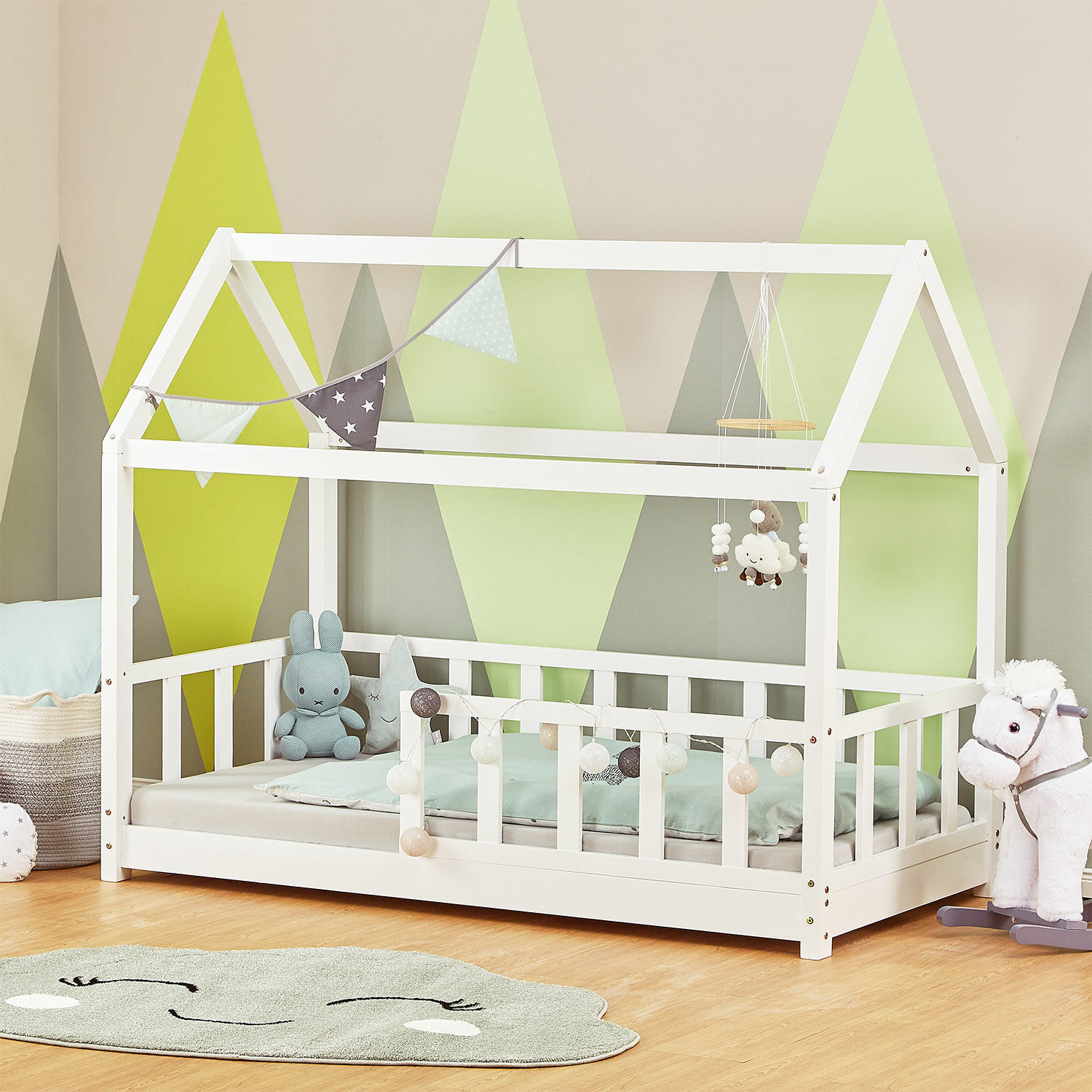 KINDERBETT 80/200 cm Bodenbett Weiß - Weiß, Holz (80/160cm) - Homestyle4u