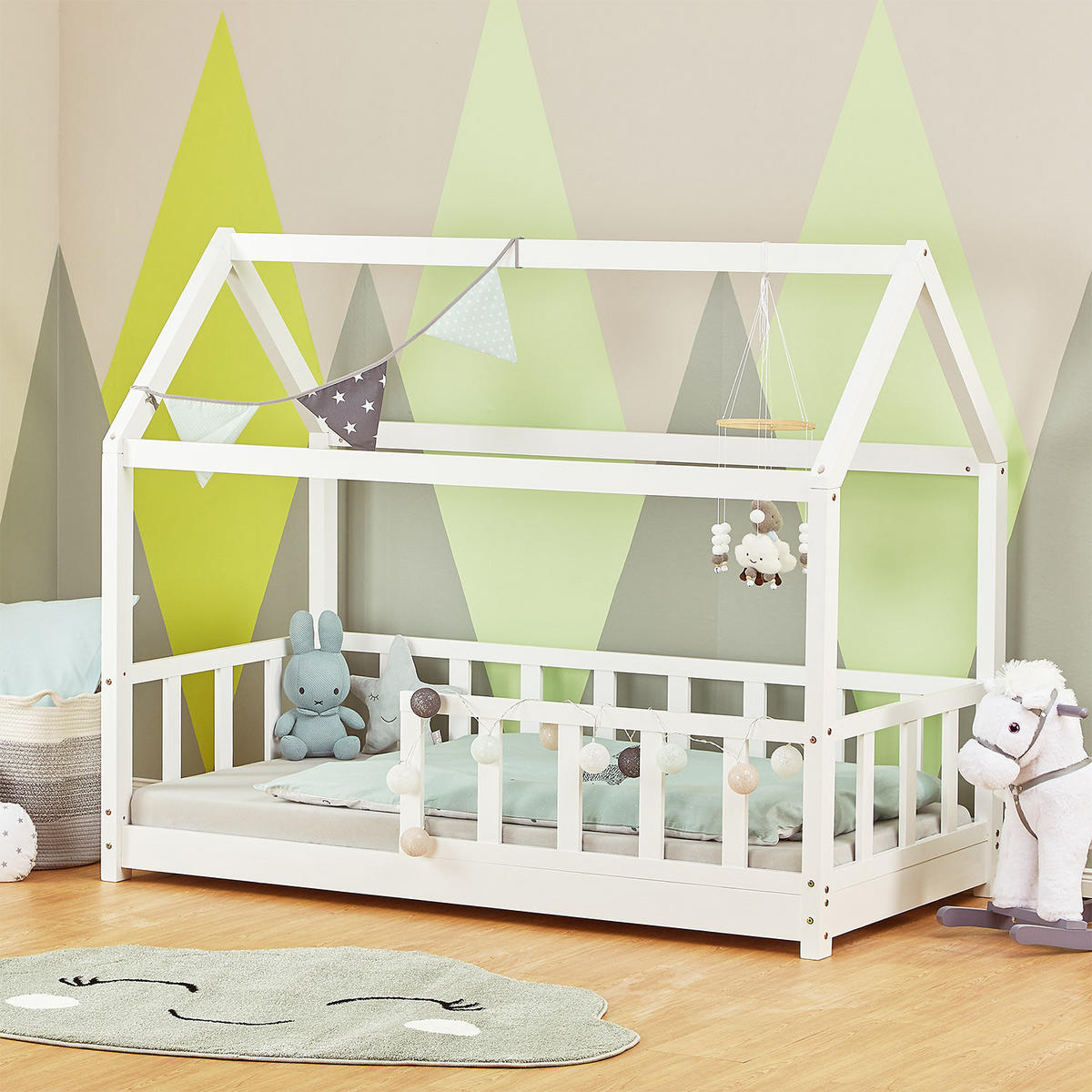 KINDERBETT 80/200 cm Bodenbett Weiß - Weiß, Holz (80/160cm) - Homestyle4u
