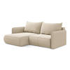 ECKSOFA mit Schlaffunktion Samt Stoff Beige - Beige/Creme, Kunststoff/Textil (148/207cm) - Makamii