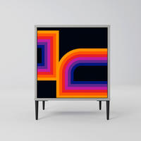 SIDEBOARD BLINDED BY THE LIGHTS, Grau, 57,5x42x72,5 cm, Schwarze Metallfüße - Multicolor/Schwarz, Holzwerkstoff/Metall (57.5/72.5/42cm) - SpaceRebels
