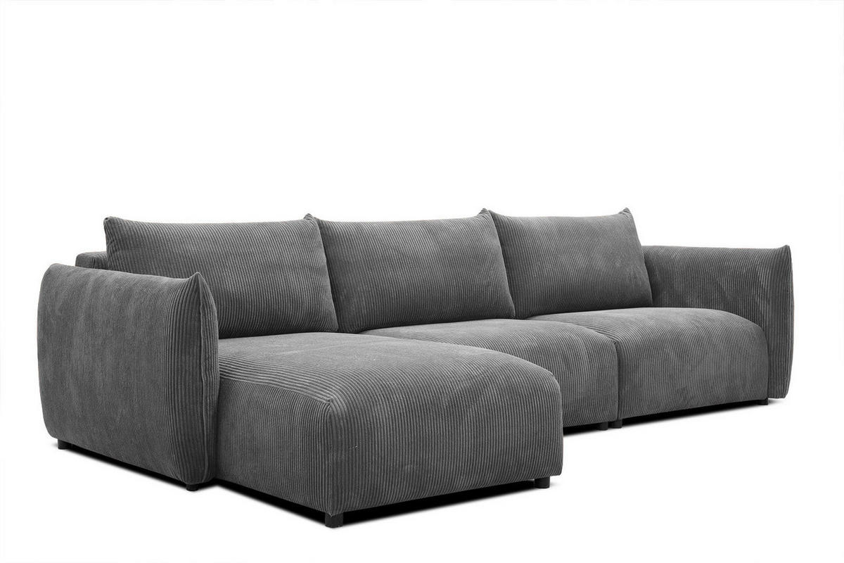 ECKSOFA TAUER 5-Sitzer, dunkelgrau - Dunkelgrau/Schwarz, Holzwerkstoff/Kunststoff (173/294cm) - Courtois Laville