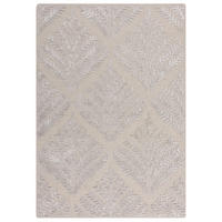 TEPPICH Wolle-Viskose Hoch-Tief Struktur Seidiger Glanz Blätter, Wohnzimmer Hellgrau Rechteckig 200x290 - Grau, Textil (200/290cm) - KADIMA DESIGN