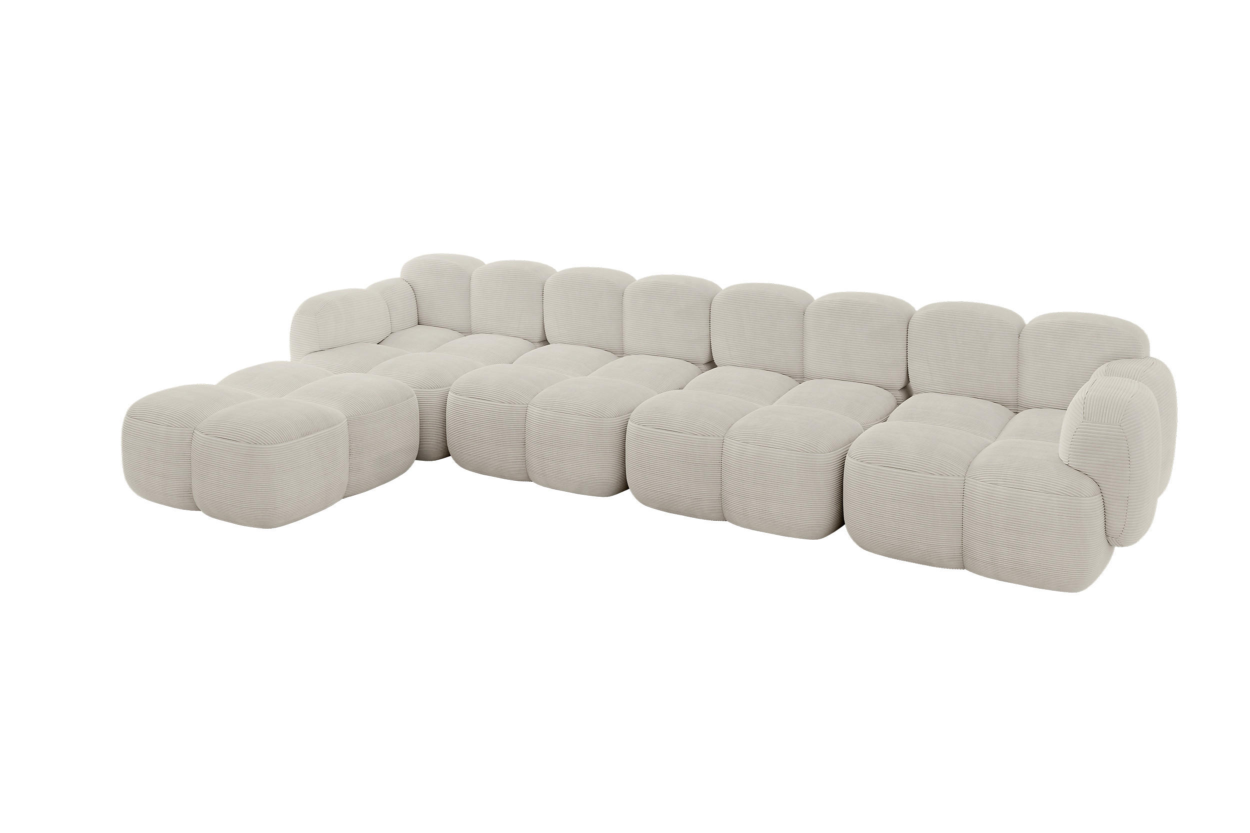 ECKSOFA modulares Sofa Links Miko-L3 390x205x75 Creme Cord - Schwarz/Mokka, Holzwerkstoff/Kunststoff (390/205cm) - ALTDECOR