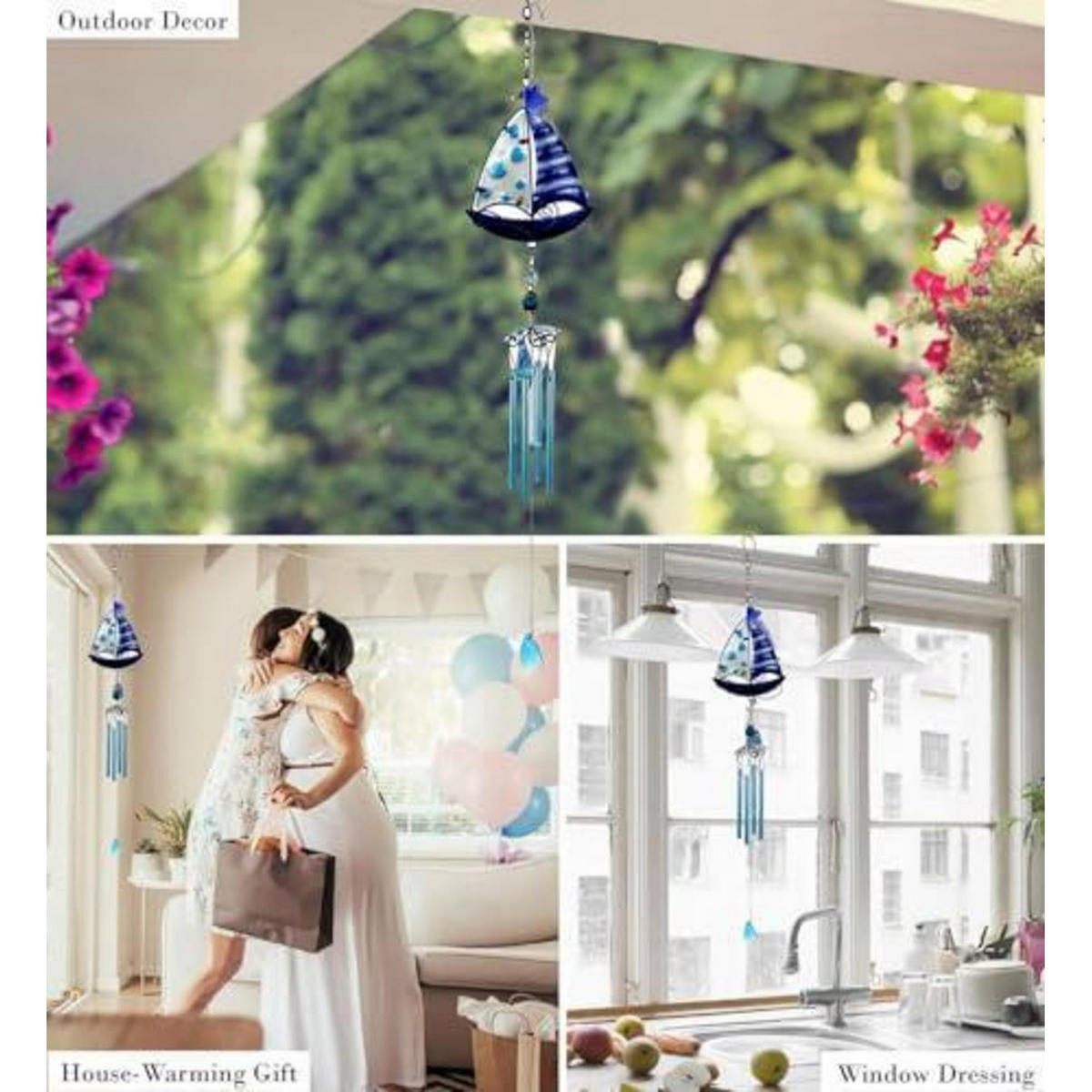 WINDSPIEL Segelboot Glas Blau 45 cm - Blau, Glas (45/11.5/3.5cm)
