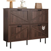 SCHUHSCHRANK 3 Klappen Ablage schmal - Naturfarben, Holzwerkstoff (120/92/28cm) - LEBENLANG