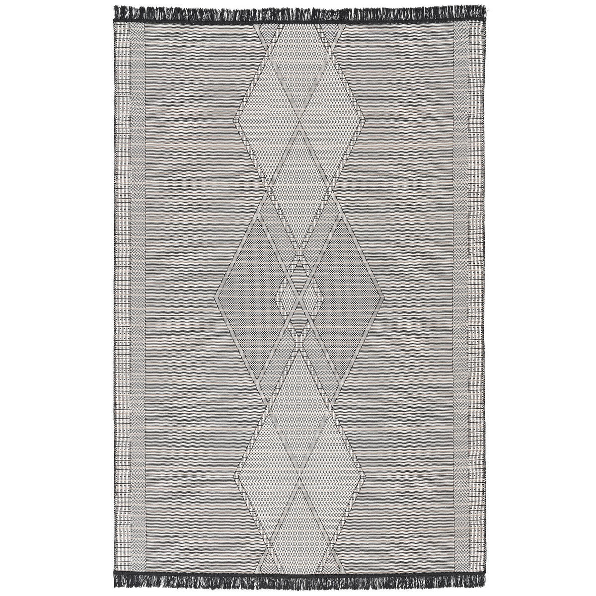 TEPPICH BEIDSEITIG ETHNO KELIM MELIERT - Schwarz/Weiß, Textil (200/290cm) - Pergamon