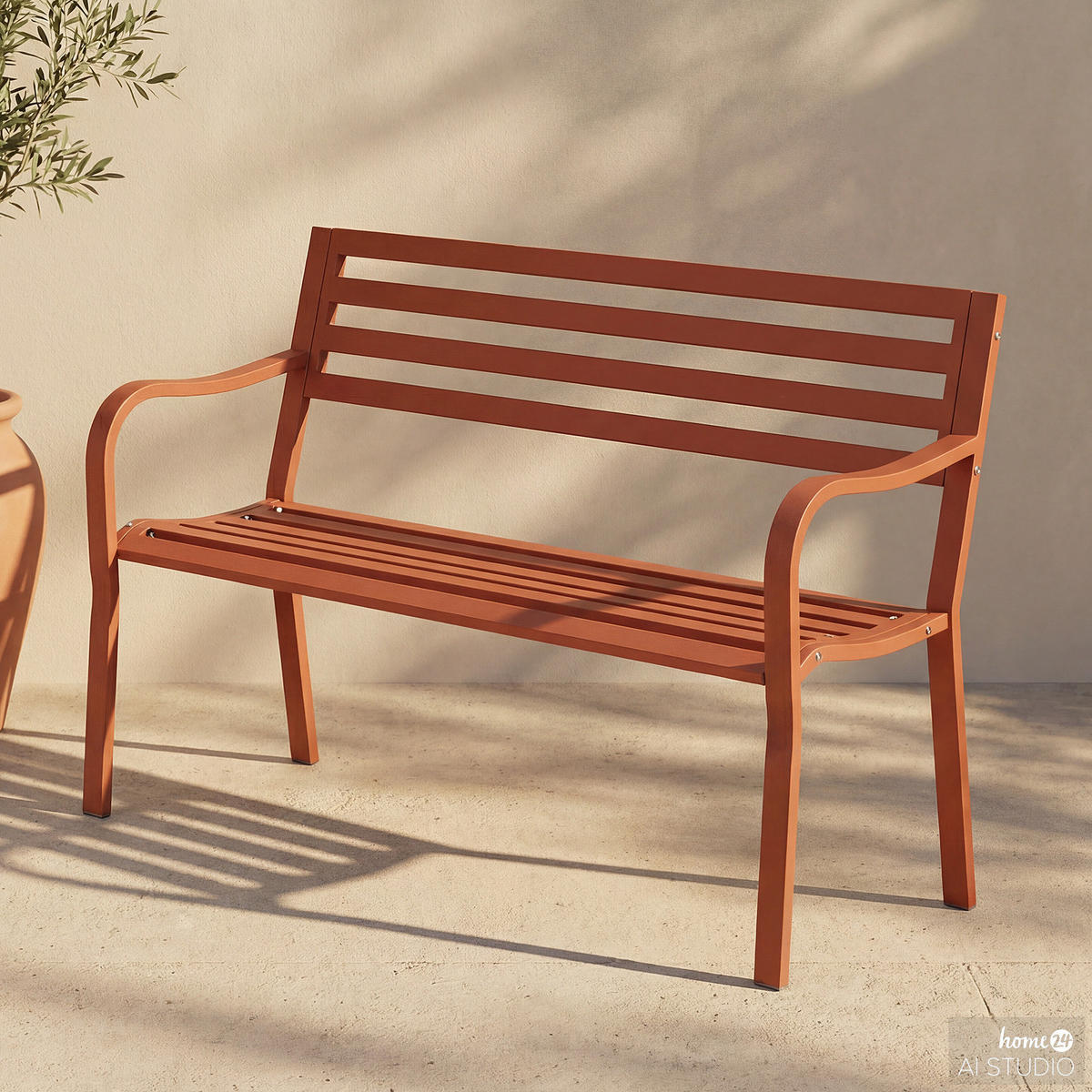 GARTENBANK - Stahl - Terracotta, Metall (128/81/56cm) - home24