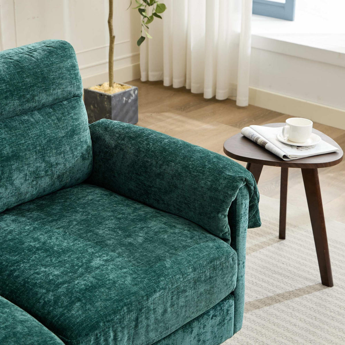 2-SITZER SOFA Chenille Grün - Grün, Holzwerkstoff/Textil (70/85/124cm) - WISHDOR