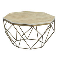 COUCHTISCH DIAMOND Eisen rechteckig Beige 70cm - Beige/Goldfarben, Stein/Metall (70/70/38cm) - riess-ambiente