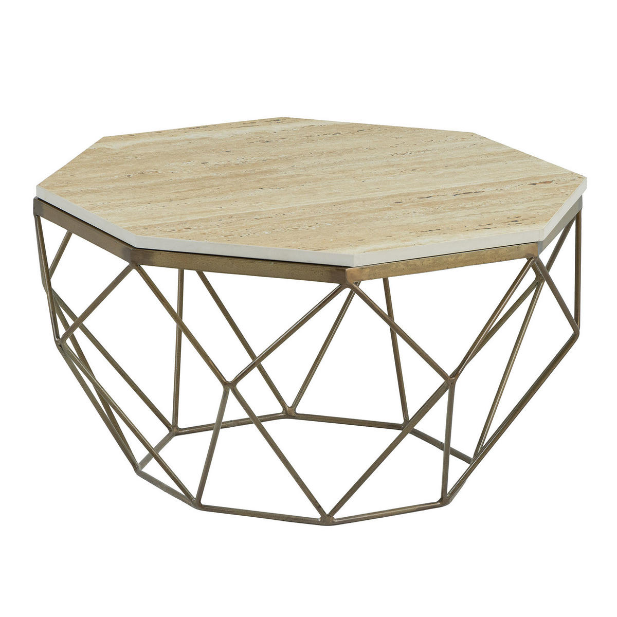 COUCHTISCH DIAMOND Eisen rechteckig Beige 70cm - Beige/Goldfarben, Stein/Metall (70/70/38cm) - riess-ambiente