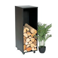 KAMINHOLZREGAL mit Rollen Metall Schwarz 85 cm 96359 - Schwarz, Metall (29/85/37cm) - DanDiBo