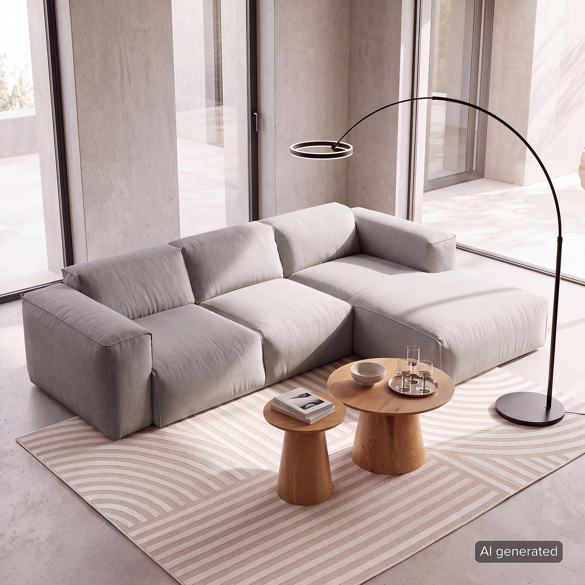 3-SITZER ECKSOFA mit Longchair - Hellgrau/Schwarz, Kunststoff/Textil (251/173cm) - home24