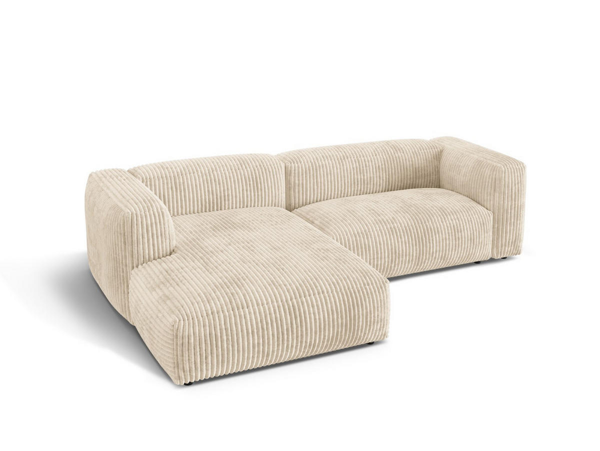 ECKSOFA modular links Martina aus Cord leichtes beige 2 Sitzplätze - Creme, Textil (176/283cm) - Micadoni