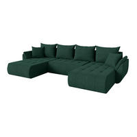 SEDACÍ SOUPRAVA DO U s funkcí spaní a úložným prostorem TOKO-U 378x194x86 zelená velur - černá/zelená barva, kompozitní dřevo/textil (378/86/194cm) - ALTDECOR