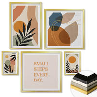 WANDBILDER 5er Set - 50x50 cm & 20x30 cm & 40x60 cm Goldrahmen - Moderne Pflanzenmotive - Goldfarben, Kunststoff (40/60cm) - ArtPrintCave