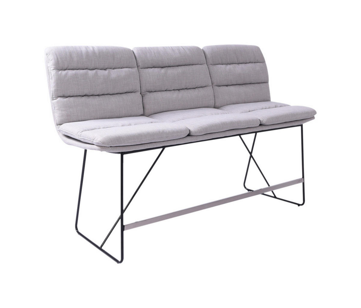 THEKENBANK VINCE Hellgrau Webstoff - Hellgrau, Textil (180/110/56cm) - KAWOLA