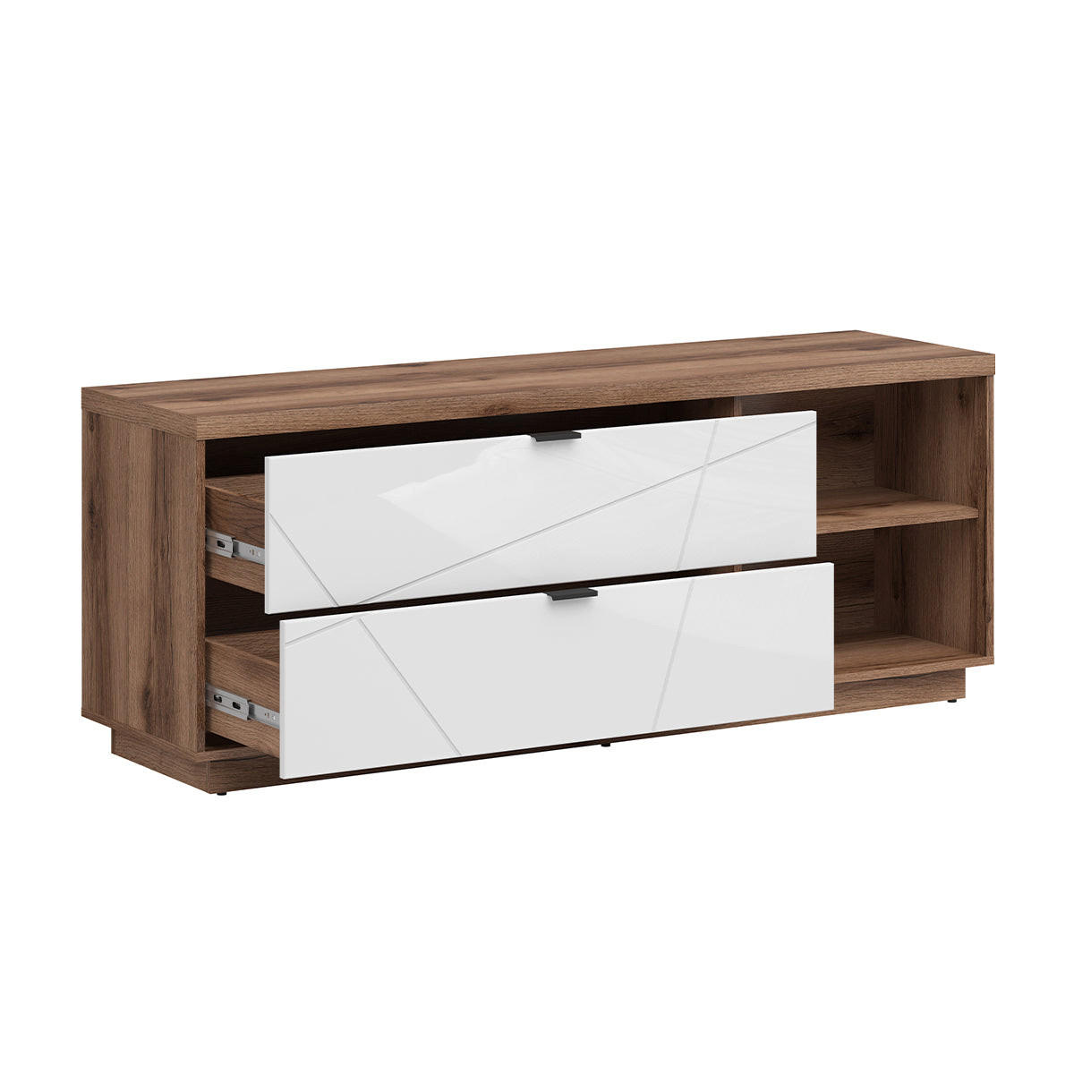 TV-MÖBEL Sven Weiß und Holz - Weiß, Holzwerkstoff (156/61/43cm) - Petits-meubles