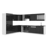 ECKKÜCHE Fame-Line Anthrazit Hochglanz/Weiß 347 x 257 cm ohne AP - Anthrazit/Weiß, Holzwerkstoff (347/81.6/46cm) - Vicco