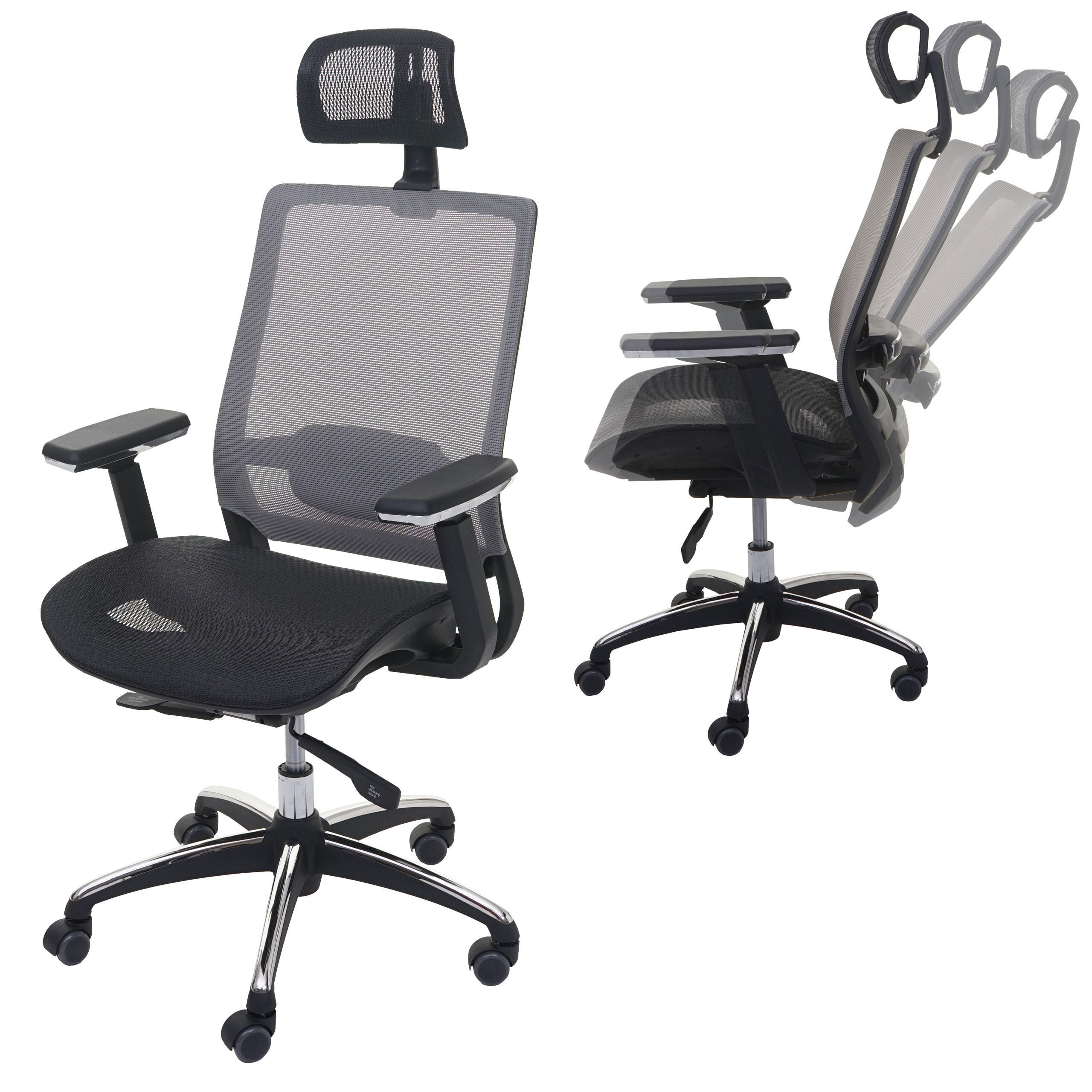 BÜROSTUHL Schwarz, Grau - Schwarz/Grau, Textil (63/124/68cm) - MCW