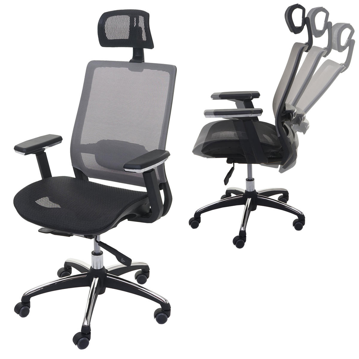 BÜROSTUHL Schwarz, Grau - Schwarz/Grau, Textil (63/124/68cm) - MCW