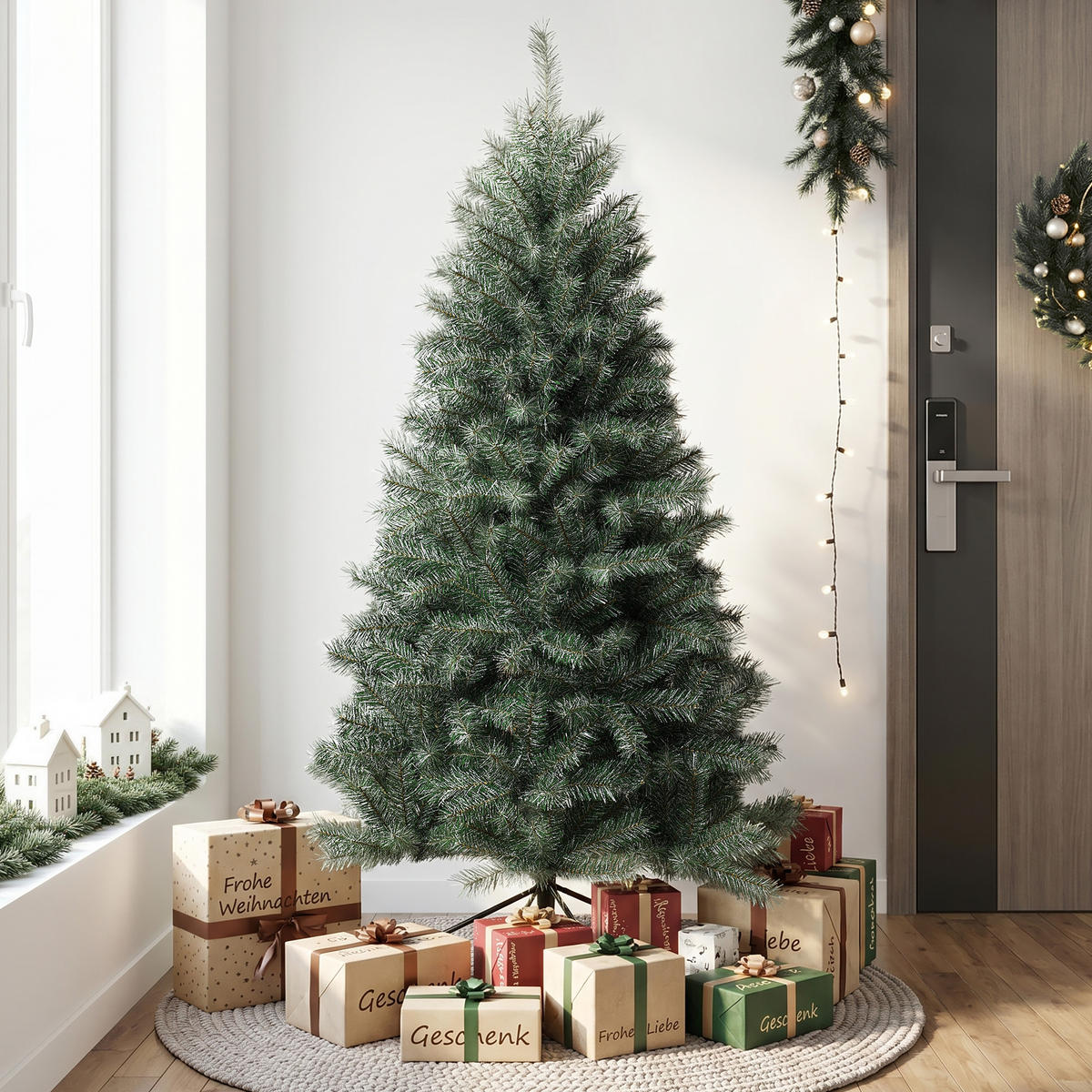 KÜNSTLICHER Weihnachtsbaum 185 cm, Grün mit weißen Akzenten - Grün, Kunststoff (185cm) - Hometopia