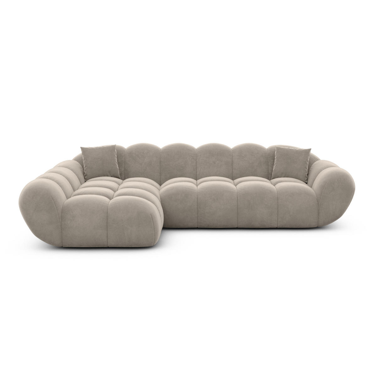 ECKSOFA Liva Taupe Samtstoff L-Form Links - Taupe, Textil (265/160cm) - VAROYAL