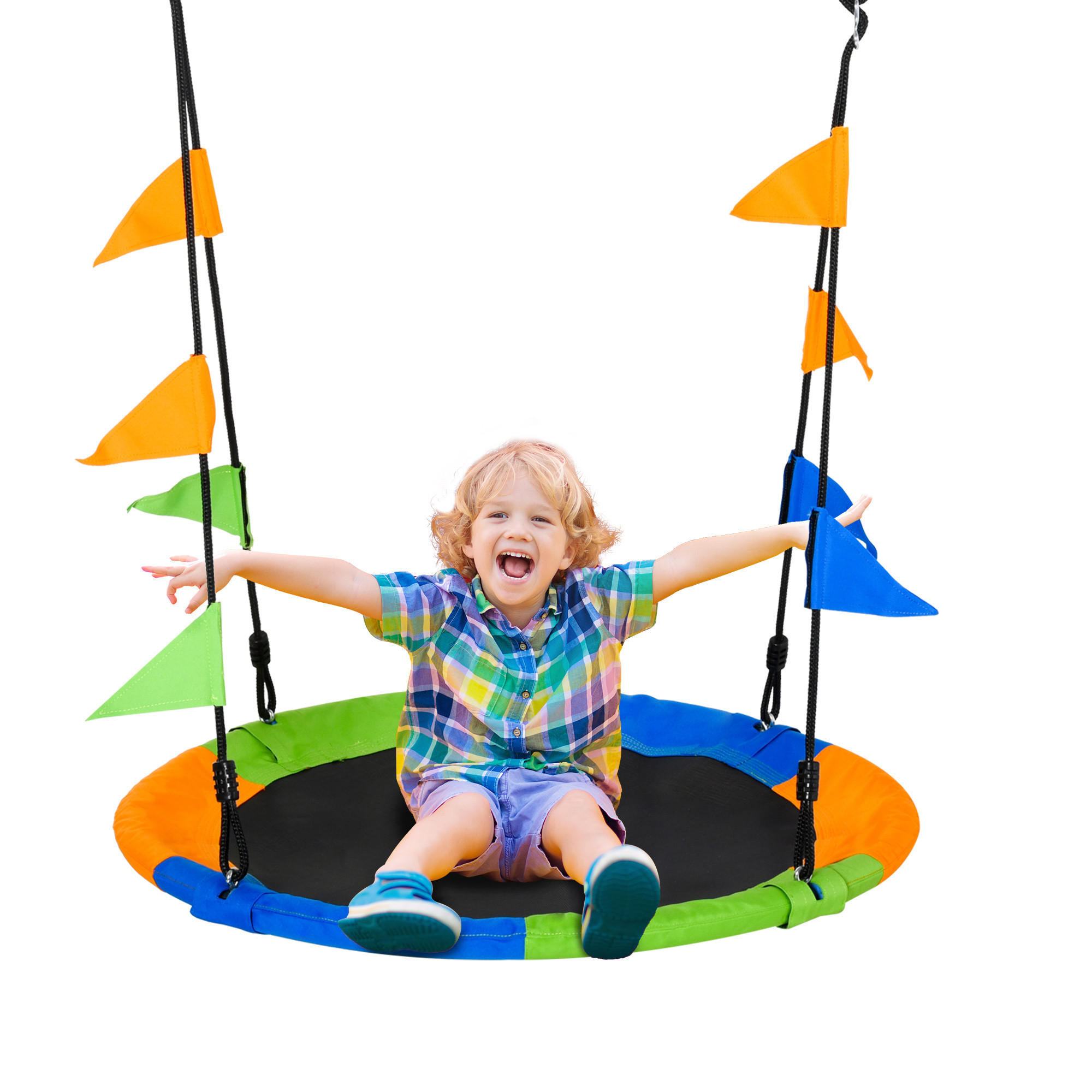 TRAMPOLIN DE-17953 Ø 100 cm mit bunten Flaggen Mehrfarbig - Multicolor, Textil (100/100cm) - ComfortXL