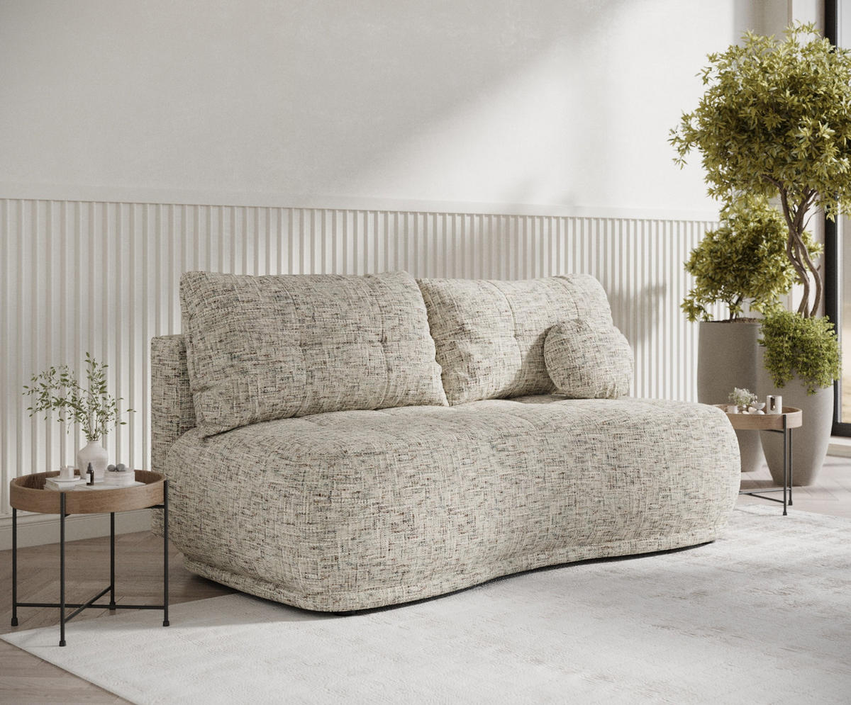 SCHLAFSOFA Cirrus Beige Webstoff - Beige/Schwarz, Holz/Holzwerkstoff (206/95/105cm) - Maison de Reve