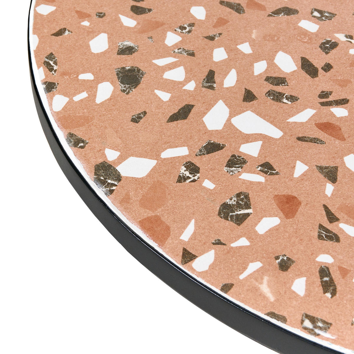 BISTRO STOLEK 60/60 cm Terrazzo Look Kov Černý Adrano - černá, kov (60/60/74cm) - Beliani