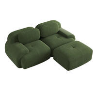 ECKSOFA aus weichem Kordelstoff, modular kombiniert mit gebogenen Armlehnen, Grün - Grün, Textil (208/70/178cm) - Kaket