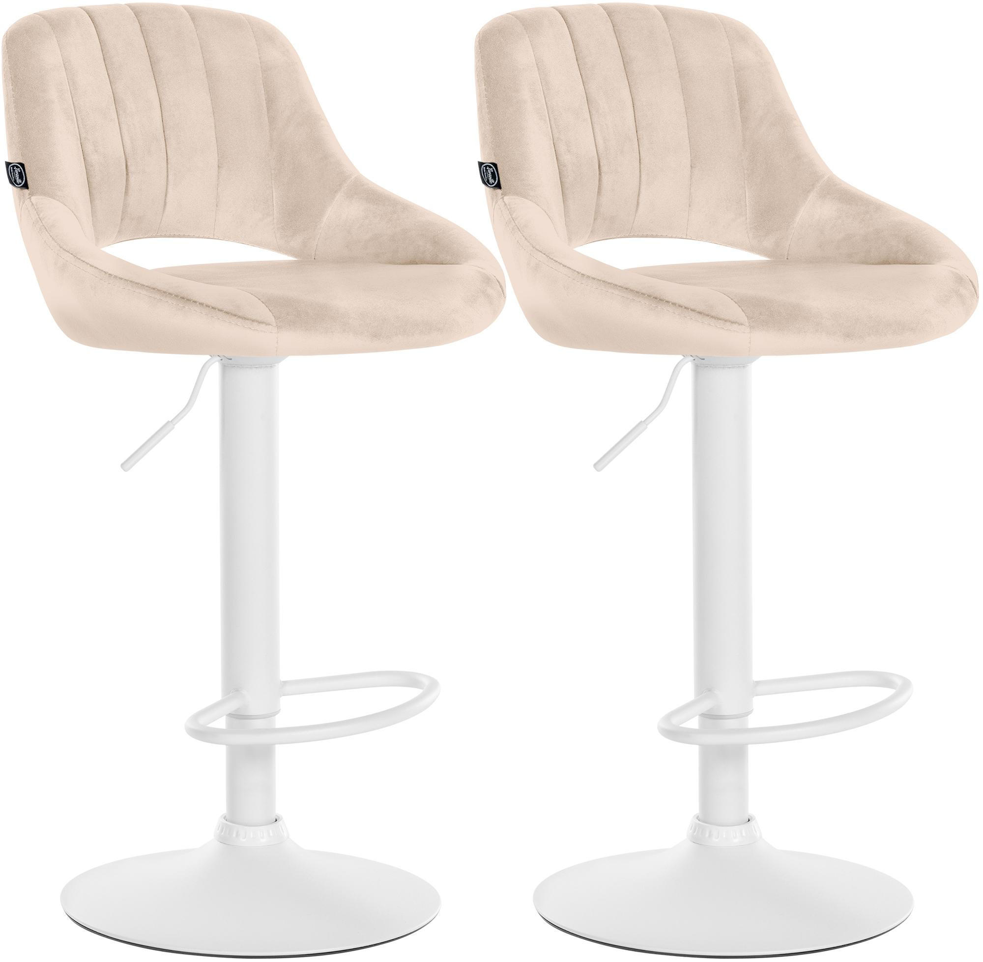BARHOCKER 2er Set Samt creme - Creme/Weiß, Textil (47/85/48cm) - CLP