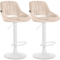 BARHOCKER 2 Samt Creme - Creme/Weiß, Textil (47/85/48cm) - CLP