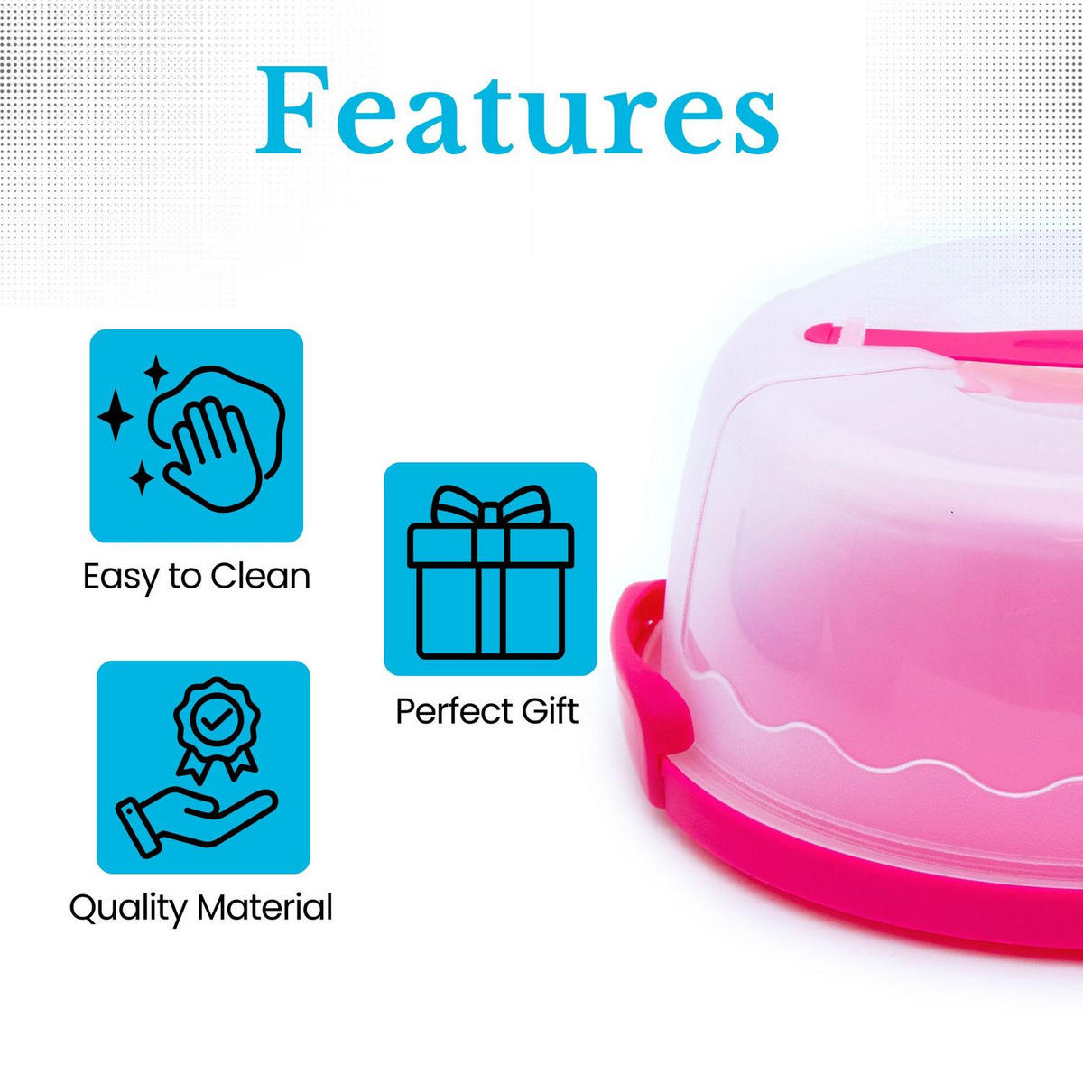 KUCHENTRANSPORTBOX Kuchenbehälter 29.8/28.8/13.2 cm - Pink, Kunststoff (28.8/13.2/29.8cm) - Intirilife