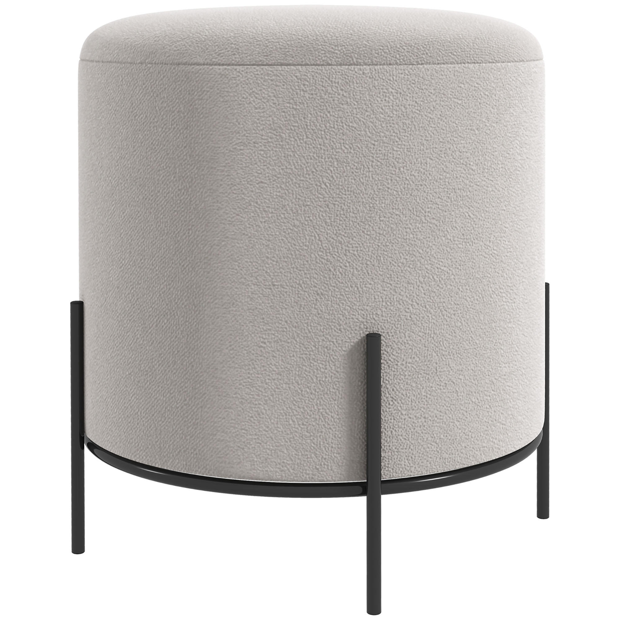 POUF DE-16375 Samtbezug mit Stahlbeinen Hellgrau - Hellgrau, Textil (35/38/35cm) - ComfortXL