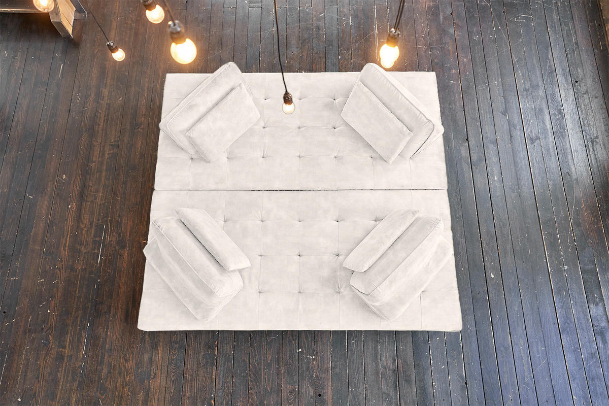 ECKSOFA WIOLO Cremeweiß Velvet - Silberfarben/Creme, Textil/Metall (350/240cm) - KAWOLA