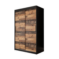 SCHWEBETÜRENSCHRANK 200/120/62 2-türig - Eichefarben/Schwarz, Holz/Kunststoff (120/200/62cm) - MÖBEL KRYSPOL