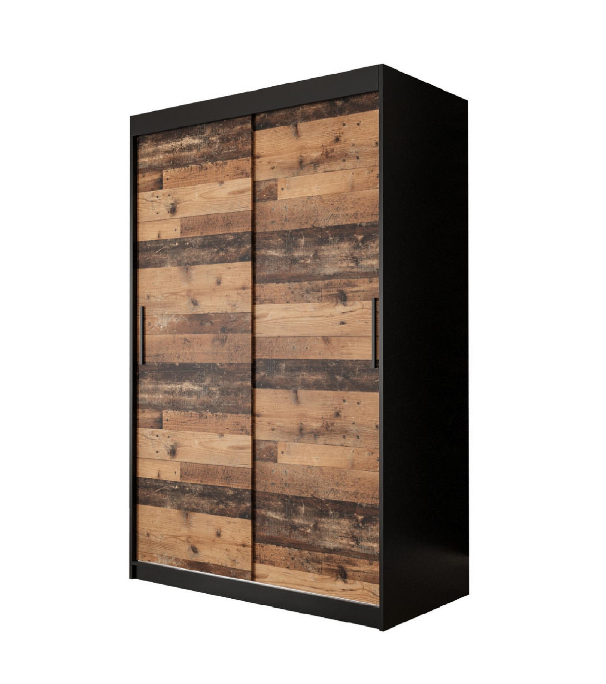 SCHWEBETÜRENSCHRANK 200/120/62 2-türig - Eichefarben/Schwarz, Holz/Kunststoff (120/200/62cm) - MÖBEL KRYSPOL