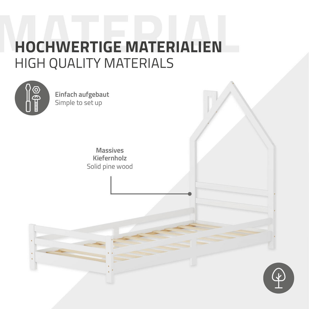 KINDERBETT Haus 90x200 cm Weiß - Weiß, Holz (90/200cm) - ML-DESIGN