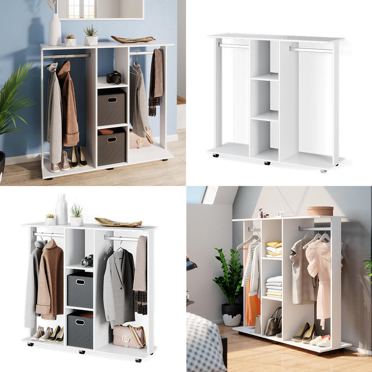 GARDEROBENSCHRANK Robbie Weiß 130 x 120 cm - Weiß, Holzwerkstoff (130/120/40cm) - Vicco