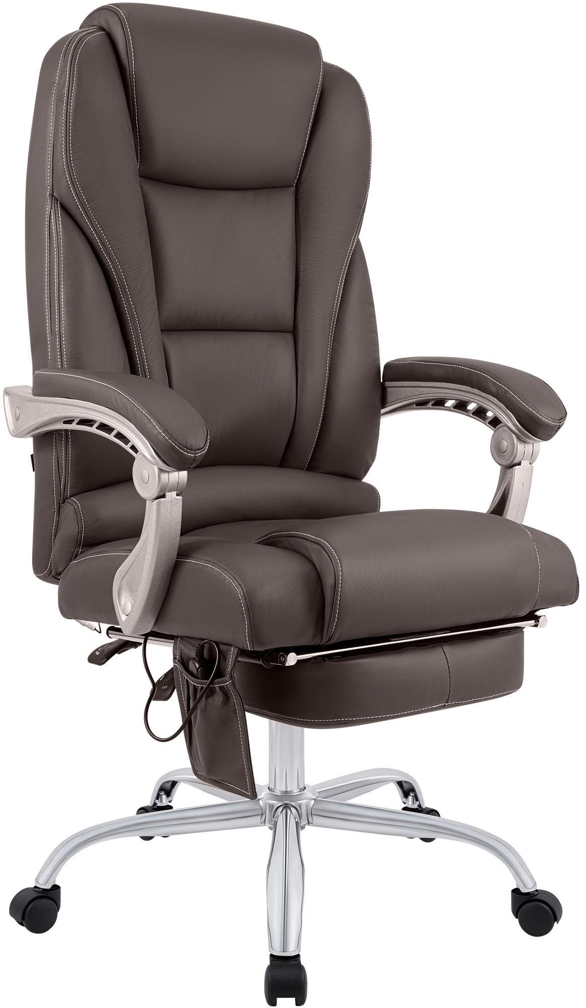 CHEFSESSEL Echtleder Braun - Chromfarben/Braun, Leder/Metall (69/118/64cm) - CLP