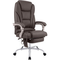 CHEFSESSEL Echtleder Braun - Chromfarben/Braun, Leder/Metall (69/118/64cm) - CLP