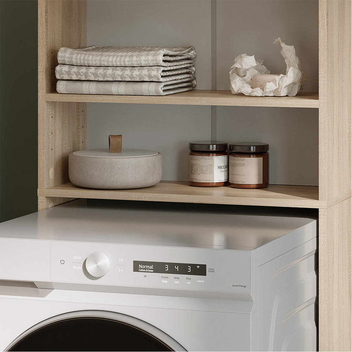 WASCHMASCHINENSCHRANK Weiß/Sonoma 64 x 190 cm - Weiß/Sonoma Eiche, Holzwerkstoff (64/190/26cm) - Vicco